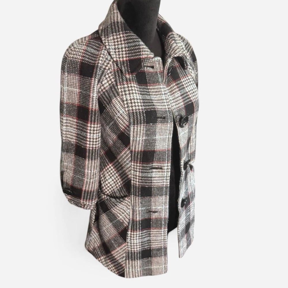 Guess Black and White Plaid Blazer